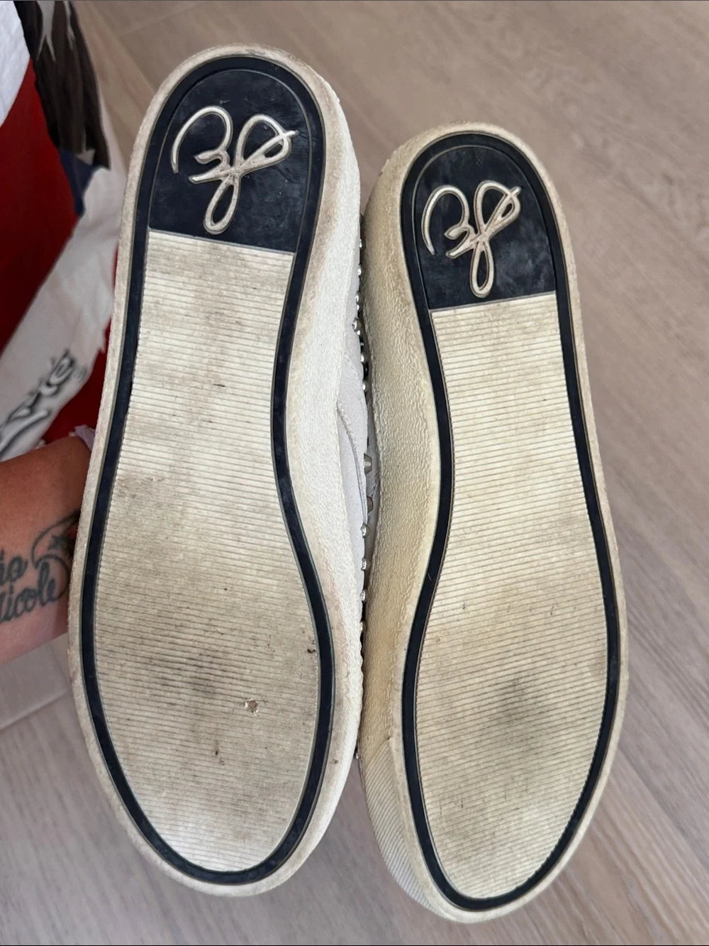 Sam Edelman Beige Studded Slip-On Sneakers